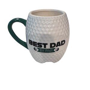 Best Dad By Par Golf-Themed Ceramic Mug 6" Tall White With Green Handle